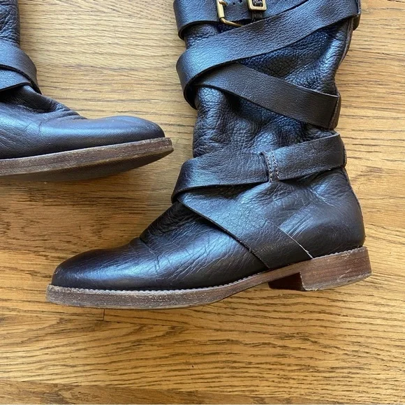 Chloe Erin Prince Leather Buckled Knee High boots size 6 - Picture 3 of 15